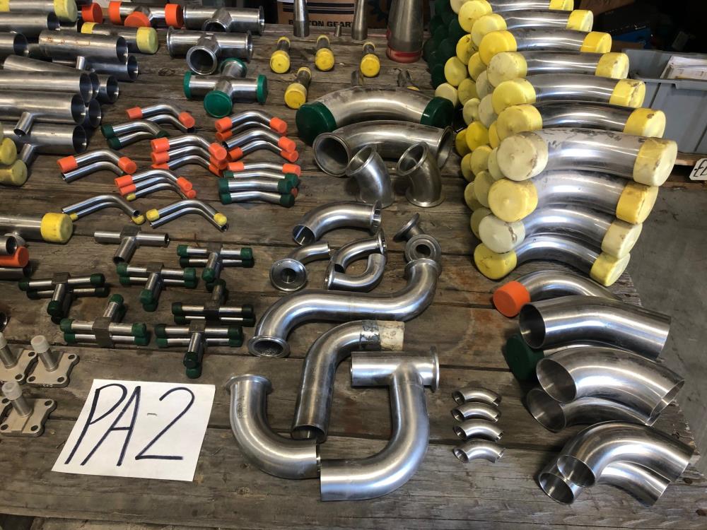LOT (184) Stainless Steel Sanitary Elbows, Tees, Reducers and More